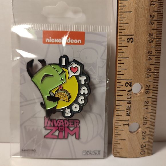 Invader Zim Gir I Love Tacos Enamel Pin Official Nickelodeon Collectible Brooch - Picture 3 of 3
